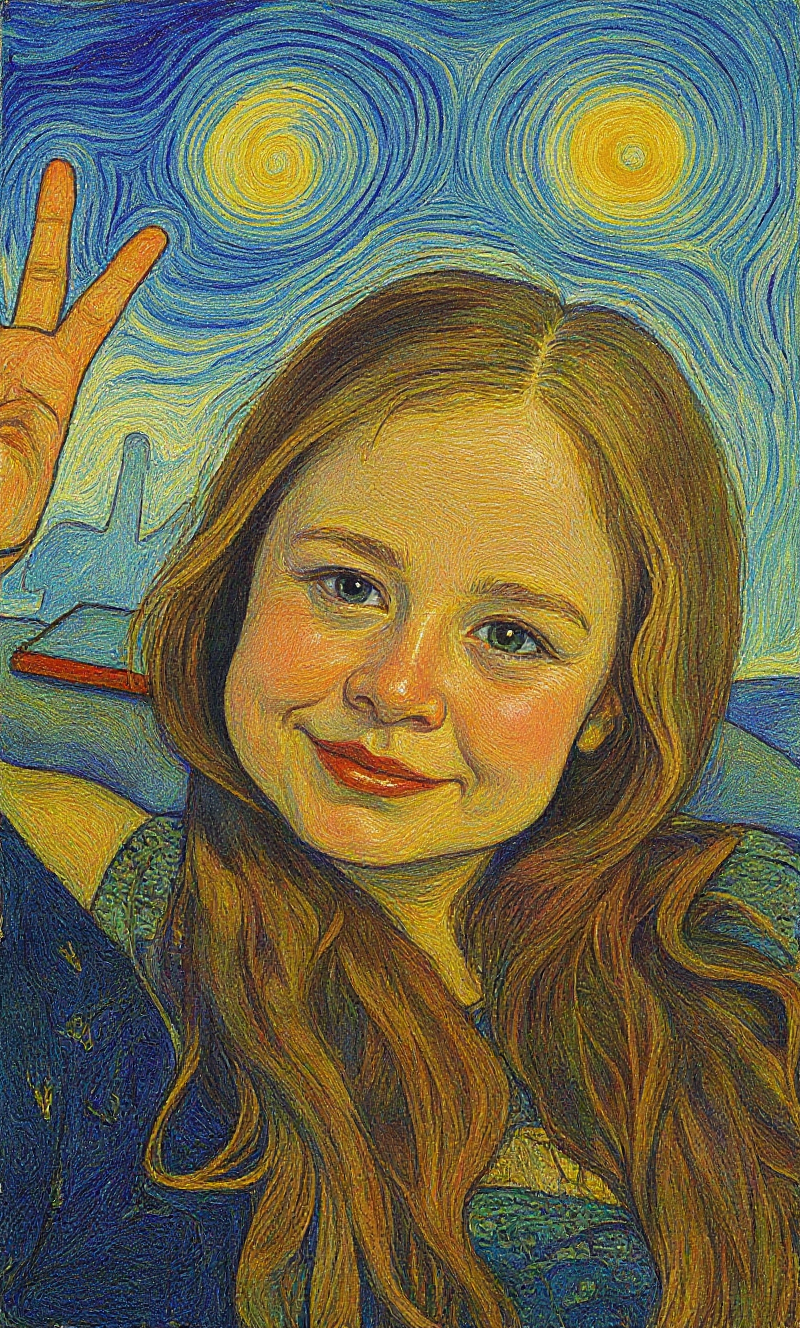 Transformed result for Portrait to Van Gogh Style